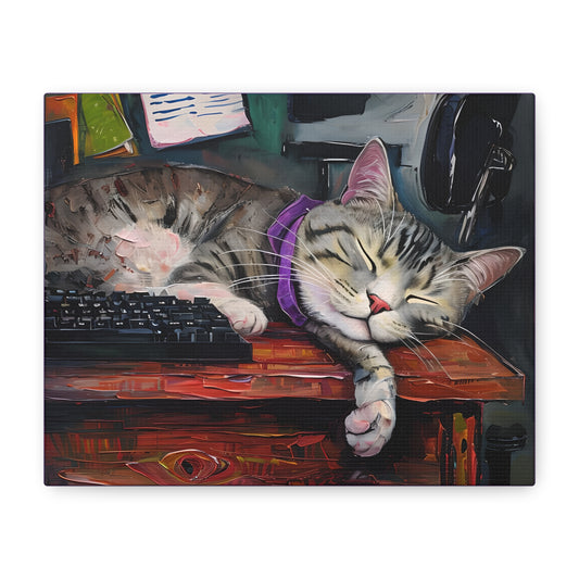 Cozy Cat Canvas, Cat Decor, Feline Artwork, Home Decor, Cat Lover Gift, Relaxed Vibe Art, Gift for Cat Lovers