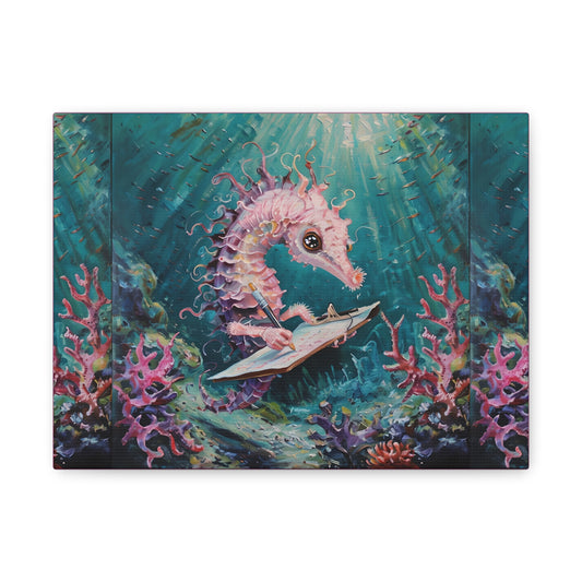 Underwater Seahorse Canvas Art, Marine Life Decor, Ocean-Themed Wall Art, Coastal Home Decor, Nautical Art for Beach Lovers