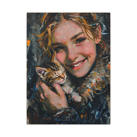 Heartwarming Pet Portrait Matte Canvas Art, Cat Lover Decor, Gift for Animal Lovers, Home Wall Art, Cat Artwork