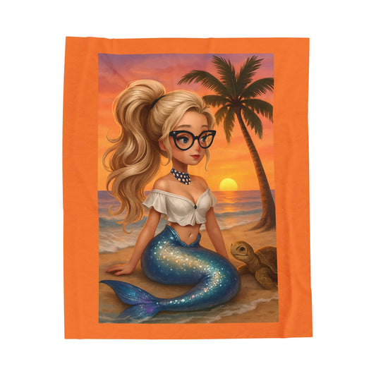 Cozy Mermaid Velveteen Plush Blanket | Beachy Vibes, Home Decor, Gift for Beach Lovers, Nautical Theme, Kids Room Accent