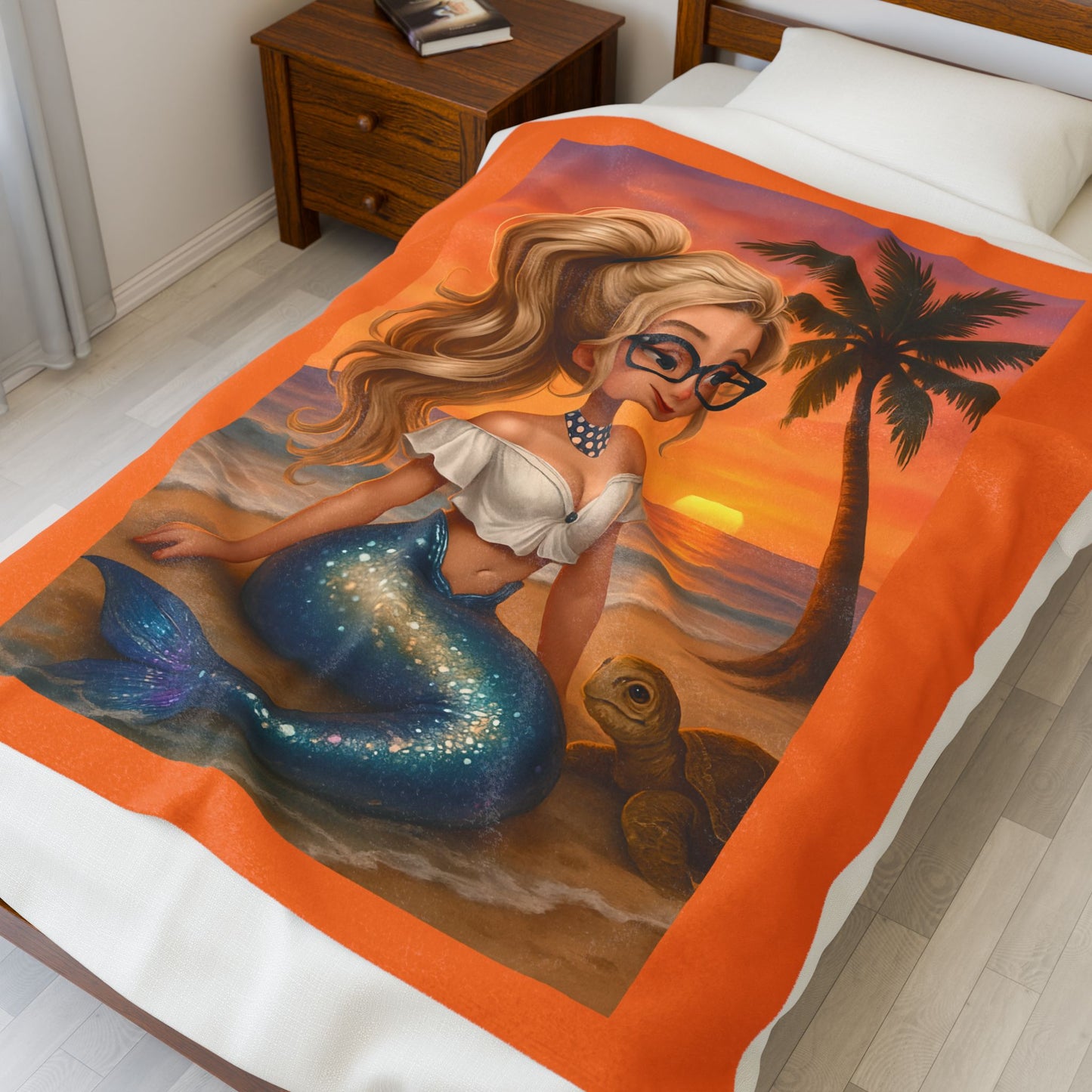 Cozy Mermaid Velveteen Plush Blanket | Beachy Vibes, Home Decor, Gift for Beach Lovers, Nautical Theme, Kids Room Accent