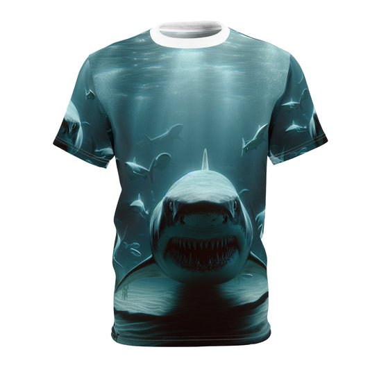 Shark Graphic Unisex Tee, Ocean Vibes Shirt, Casual Summer Wear, Beach Party T-Shirt, Gift for Shark Lovers, Unique Art Apparel