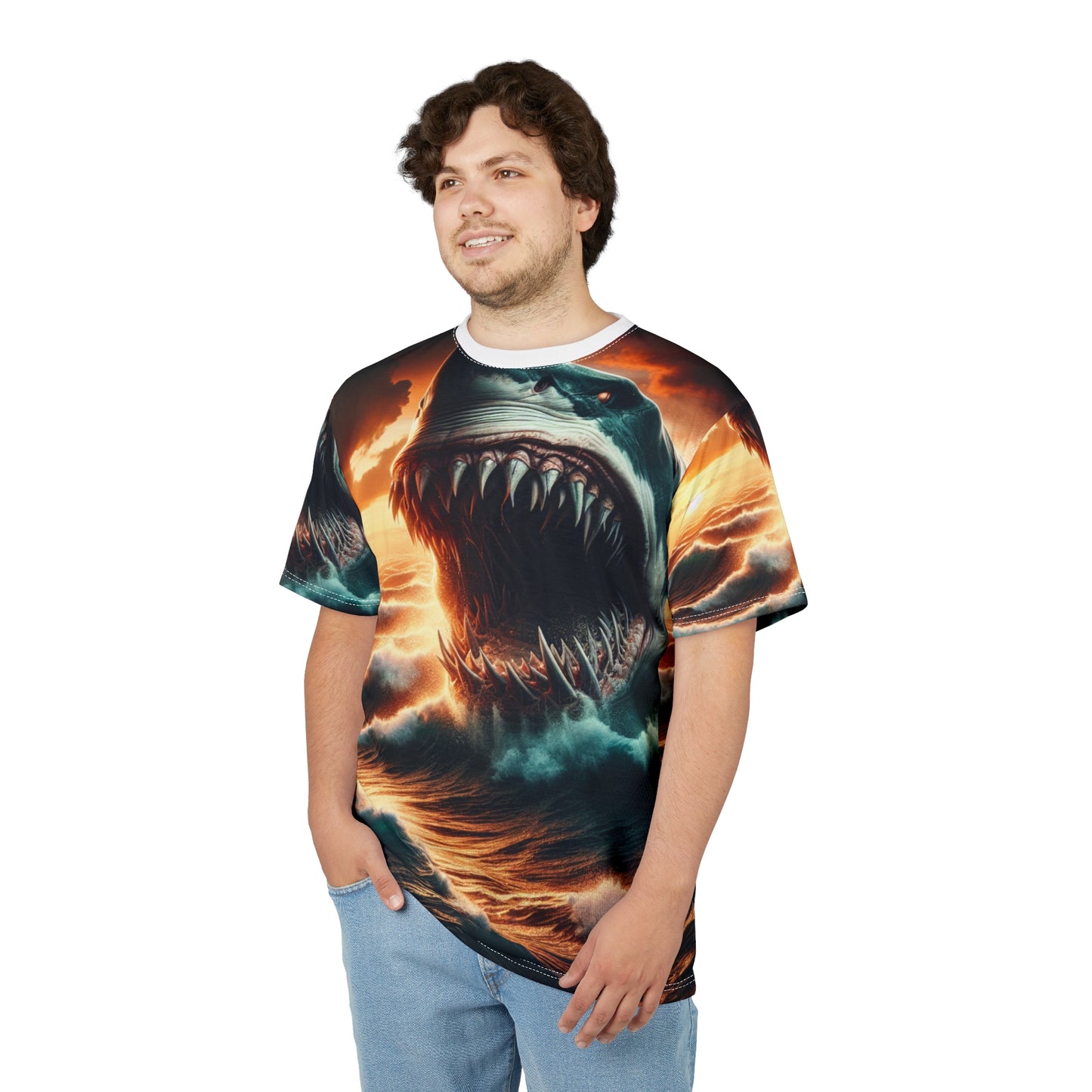T-Shirt with Shark Graphic, Ocean Design Tee, Unisex Sea Creature Apparel, Beach Vacation Shirt, Summer Casual Wear