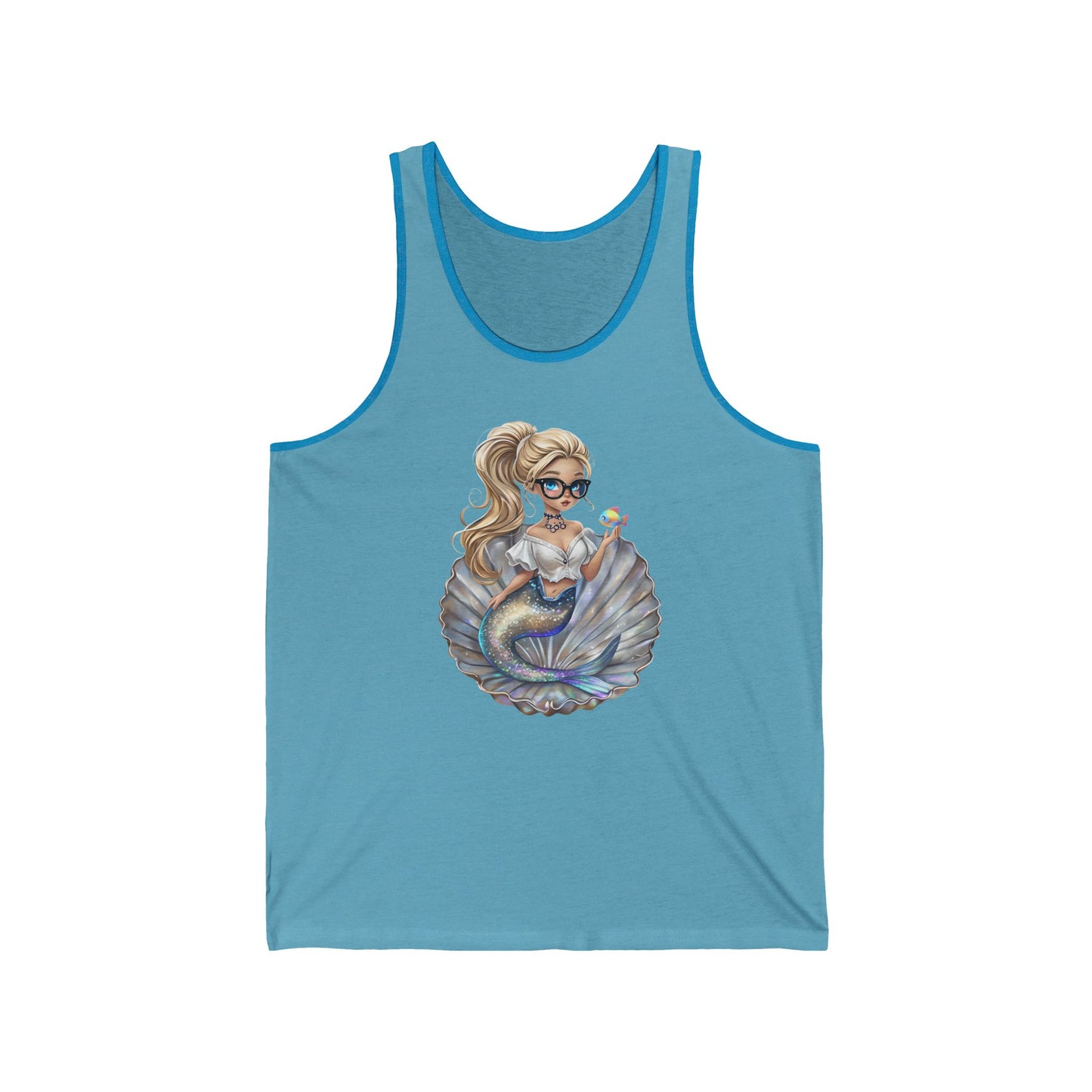 Mermaid Graphic Unisex Jersey Tank, Summer Beach Top, Cute Fashion Shirt, Gifts for Her, Vacation Wear, Casual Outfit