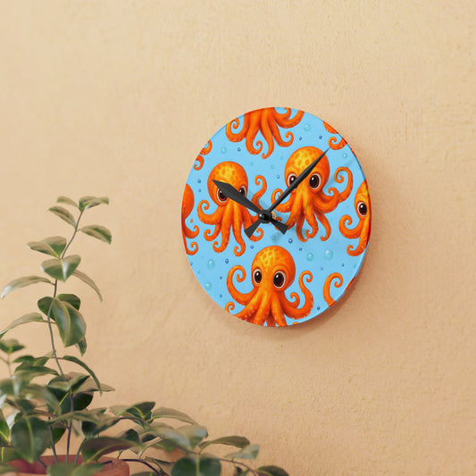 Whimsical Octopus Acrylic Wall Clock - Fun Home Decor for Ocean Lovers