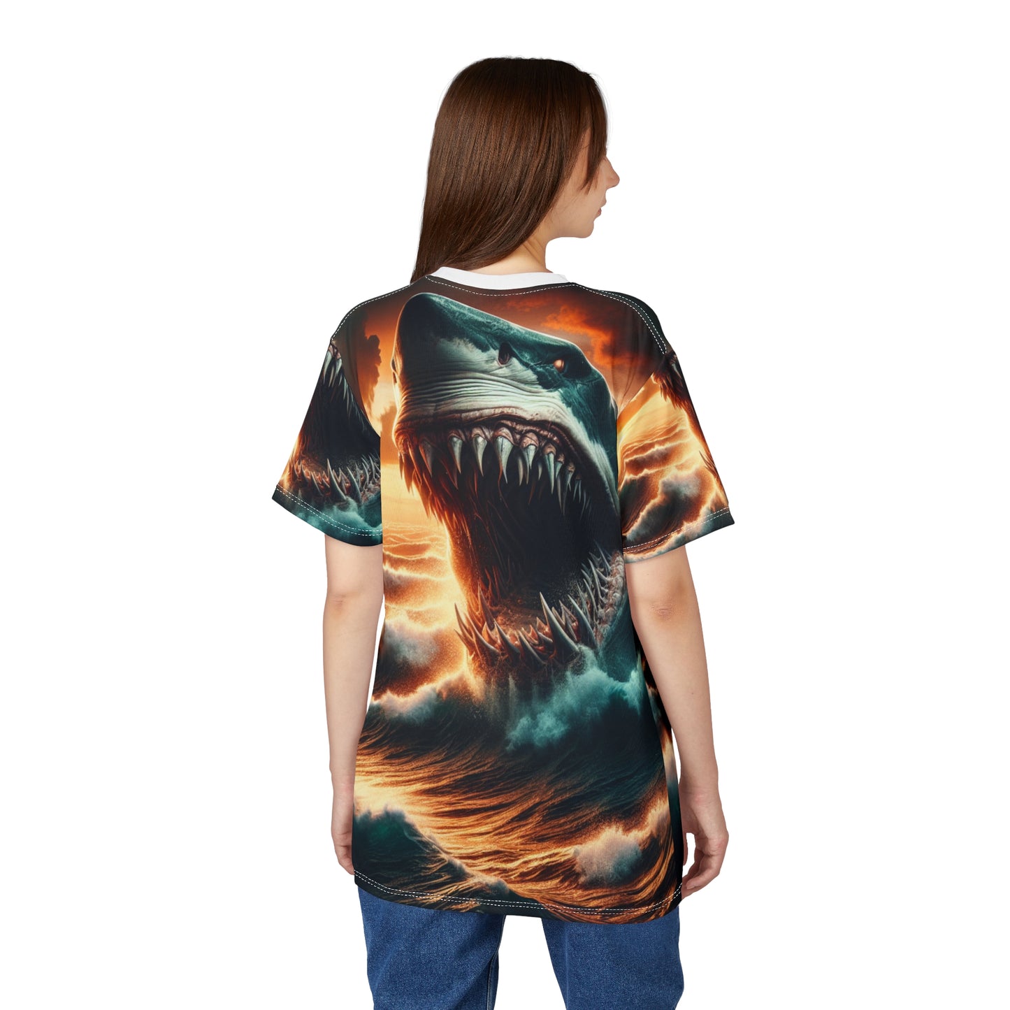 T-Shirt with Shark Graphic, Ocean Design Tee, Unisex Sea Creature Apparel, Beach Vacation Shirt, Summer Casual Wear