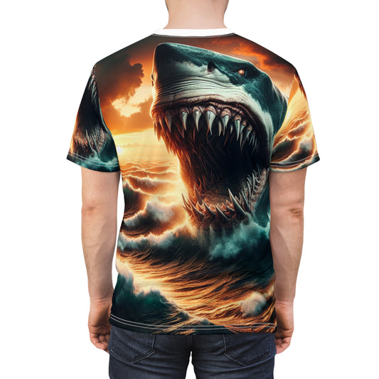 T-Shirt with Shark Graphic, Ocean Design Tee, Unisex Sea Creature Apparel, Beach Vacation Shirt, Summer Casual Wear