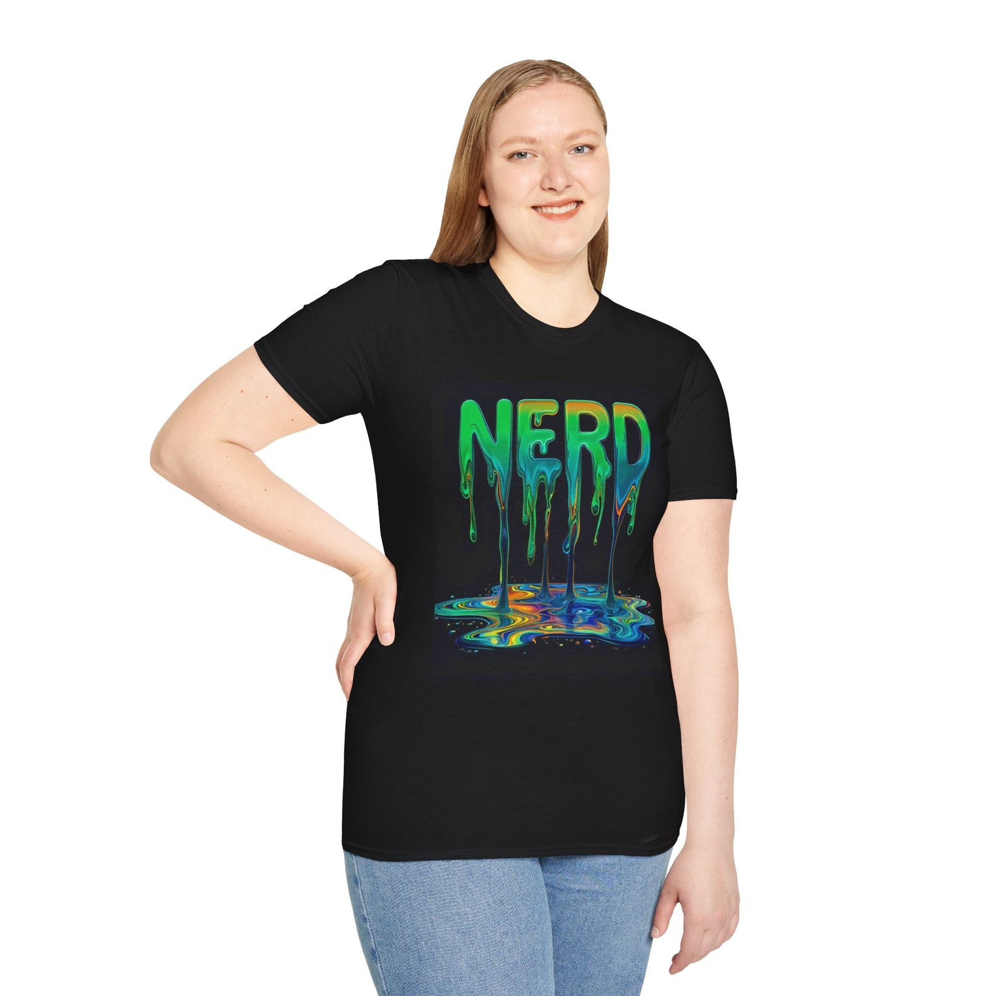 Nerd Vibes Unisex Softstyle T-Shirt - Colorful Dripping Design
