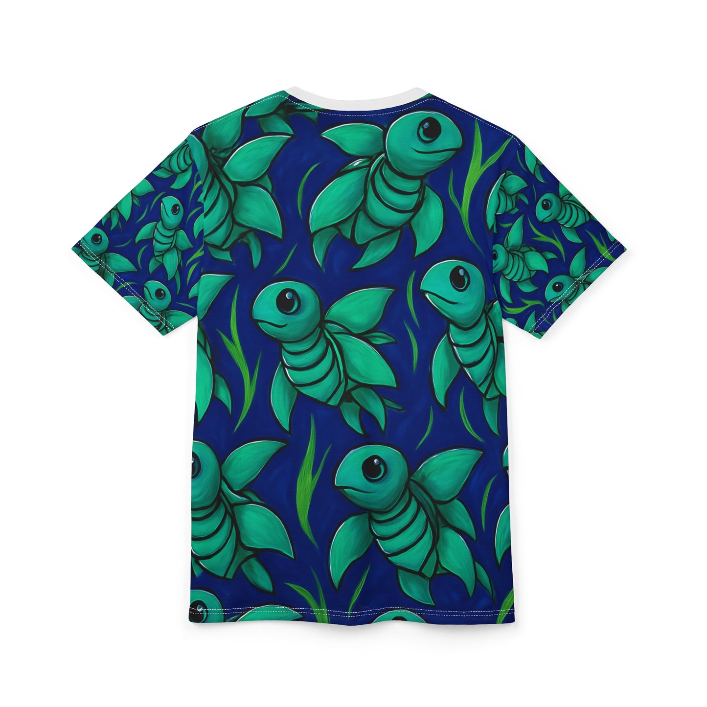 Whimsical Sea Turtle Unisex Cut & Sew Tee, Ocean Vibes Tee, Beachwear, Gift for Fish Lovers, Summer Style Shirt, Unique Graphic Tee