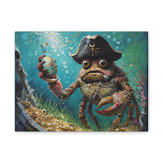 Pirate-Themed Canvas Art, Nautical Home Decor, Ocean Wall Art, Unique Gift, Beach House Decoration, Fun Crab Artwork