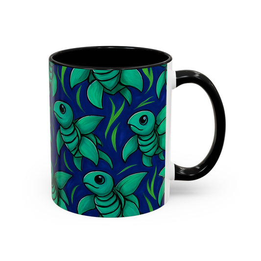 Whimsical Sea Turtle Accent Coffee Mug - 11/15oz