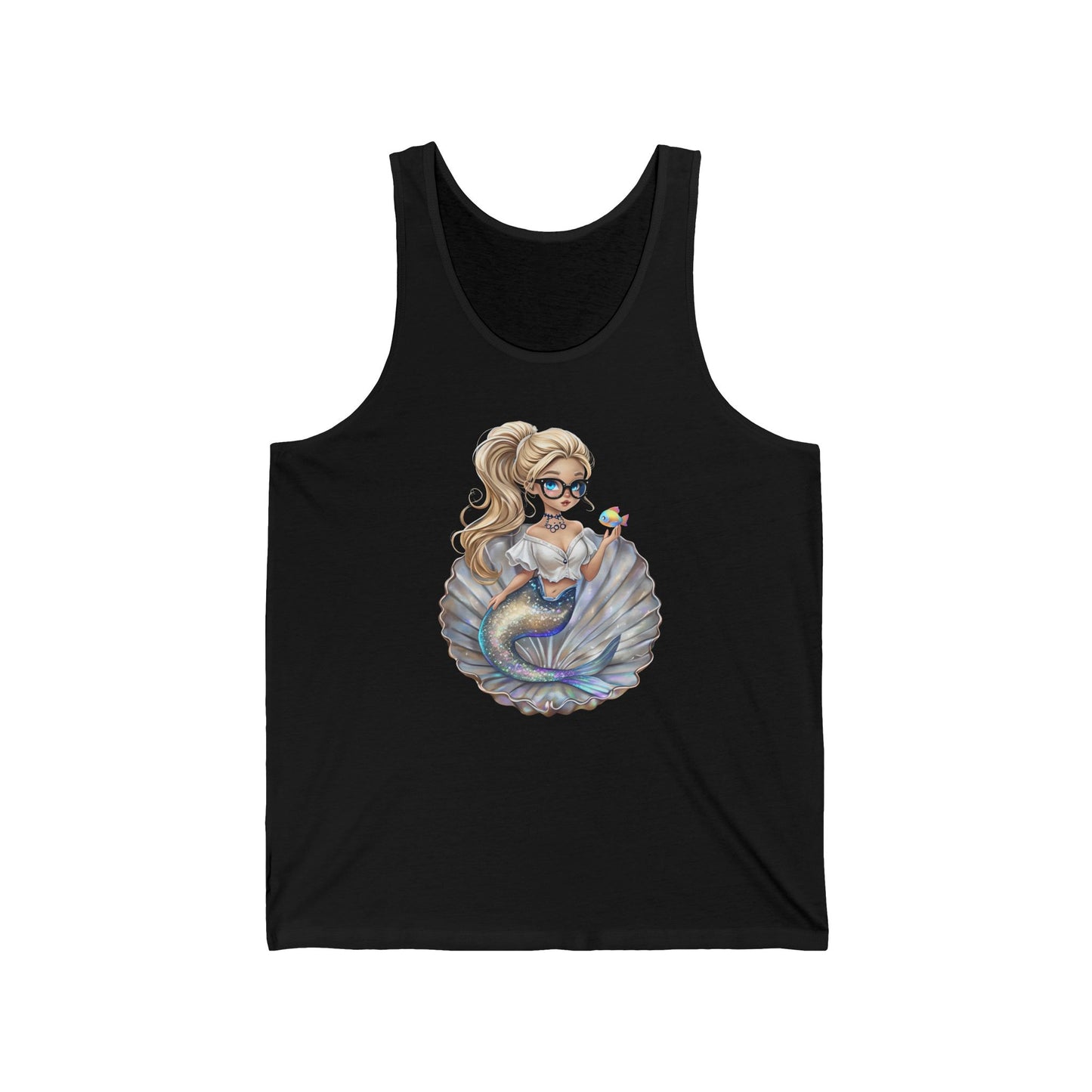 Mermaid Graphic Unisex Jersey Tank, Summer Beach Top, Cute Fashion Shirt, Gifts for Her, Vacation Wear, Casual Outfit