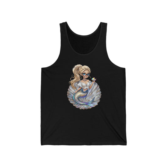 Mermaid Graphic Unisex Jersey Tank, Summer Beach Top, Cute Fashion Shirt, Gifts for Her, Vacation Wear, Casual Outfit