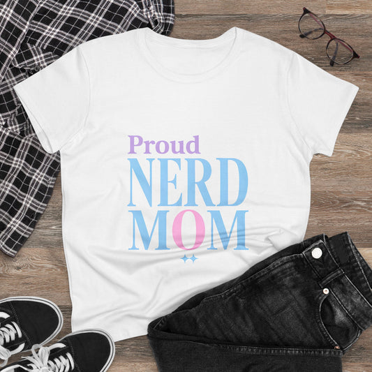 Proud Nerd Mom Tee - Midweight Cotton Shirt for Geeky Moms