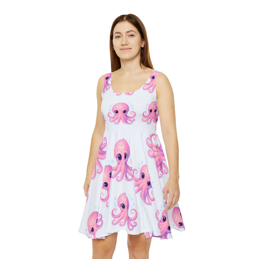 Cute Octopus Women's Skater Dress, Casual Summer Dress, Beach Outfit, Gift for Her, Trendy Dresses, Fun Fashion