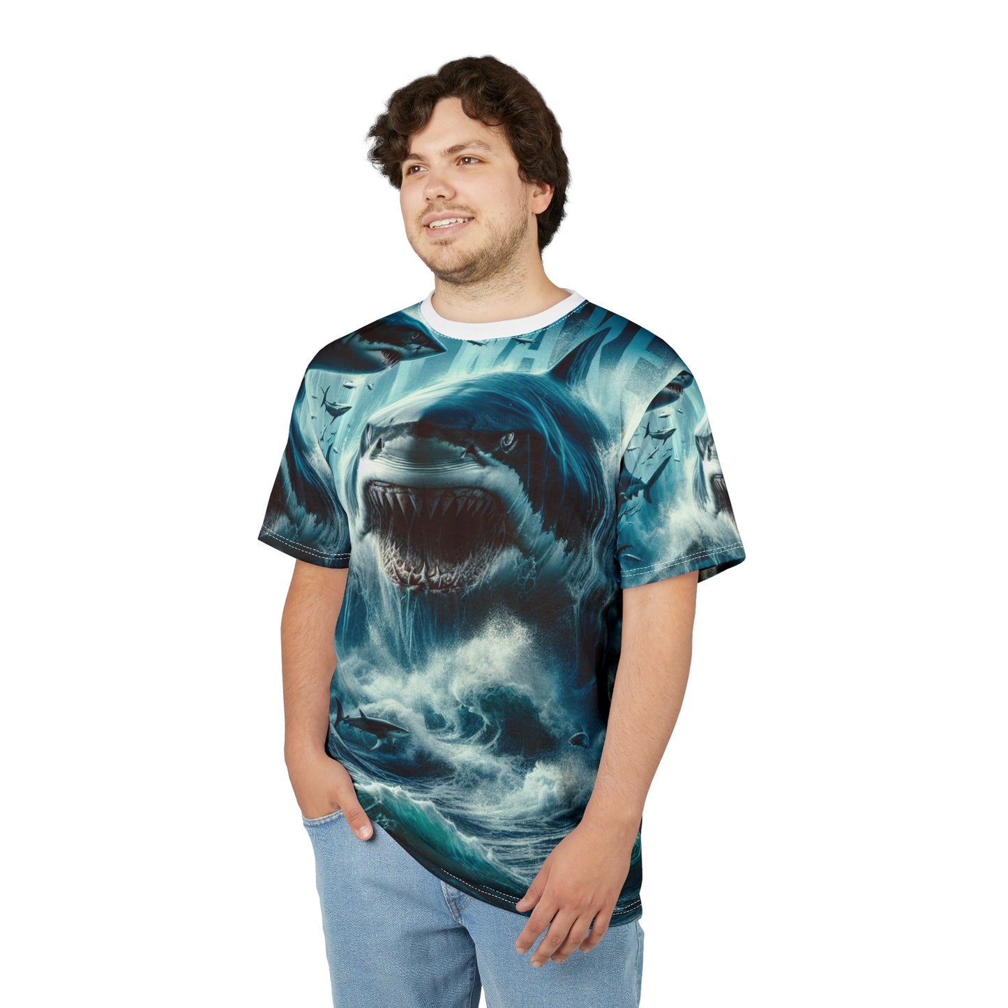 Oceanic Shark Graphic Tee - Bold Unisex Cut & Sew Shirt for Shark Lovers