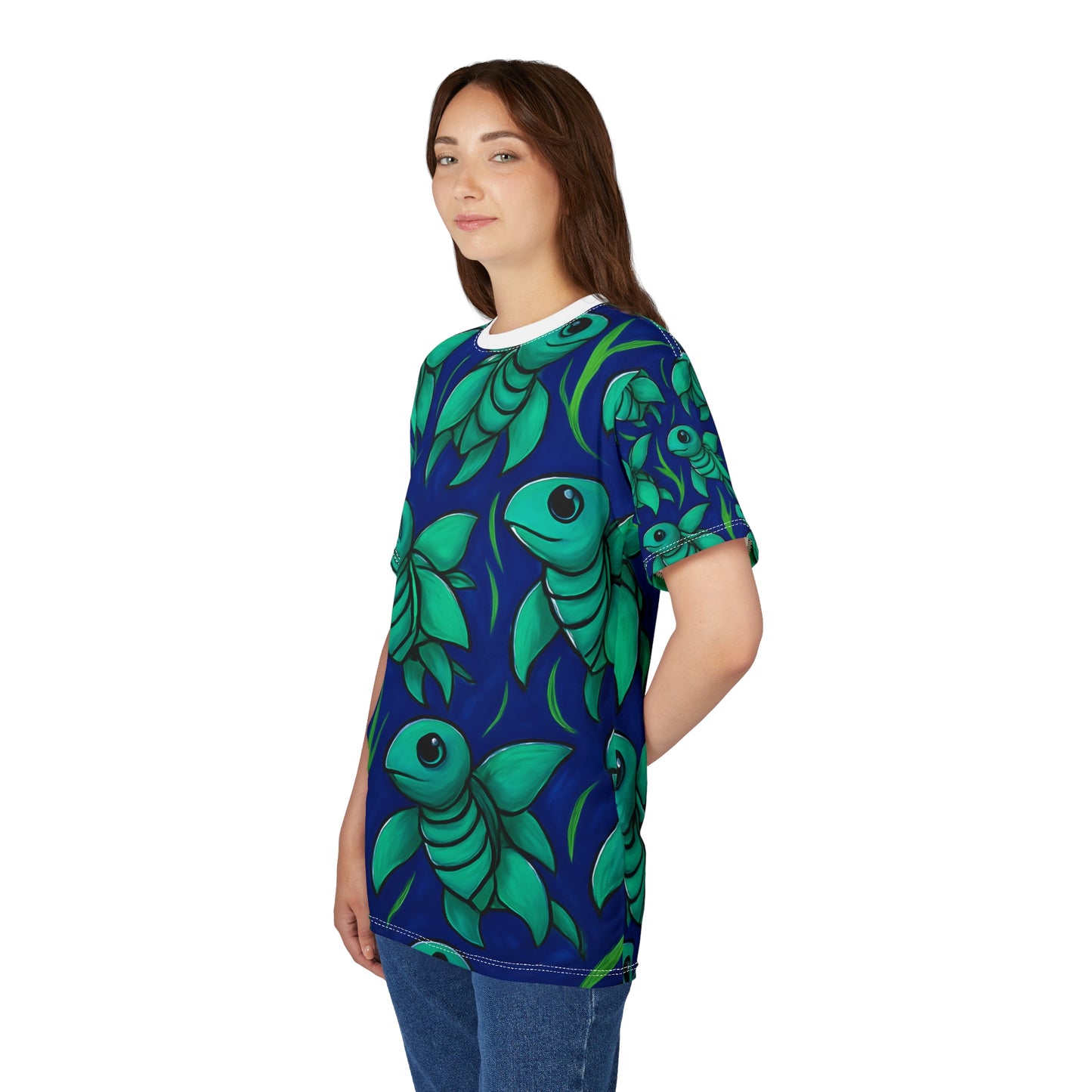 Whimsical Sea Turtle Unisex Cut & Sew Tee, Ocean Vibes Tee, Beachwear, Gift for Fish Lovers, Summer Style Shirt, Unique Graphic Tee