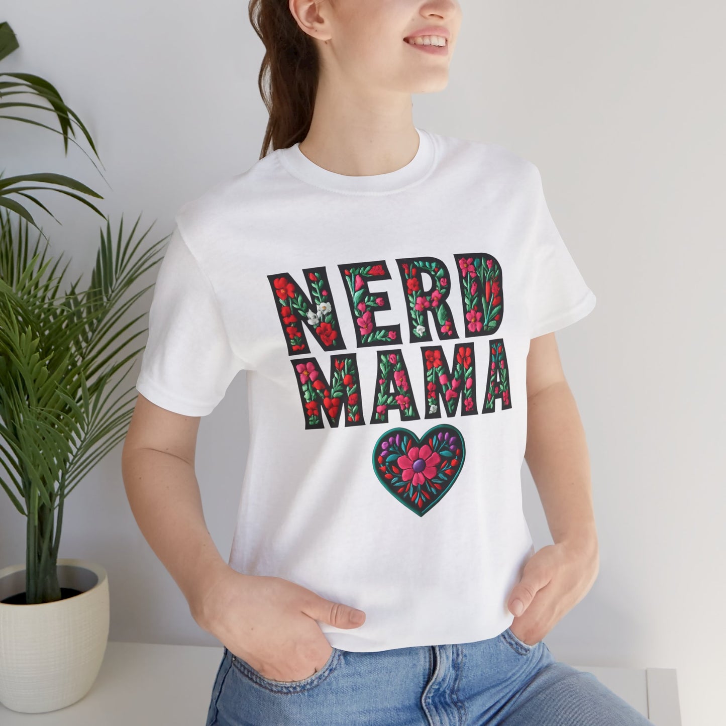 Floral Nerd Mama Tee - Unisex Short Sleeve T-Shirt for Proud Moms